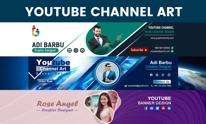 Make you an awesome youtube channel art banner by Rabiamuneer173 | Fiverr