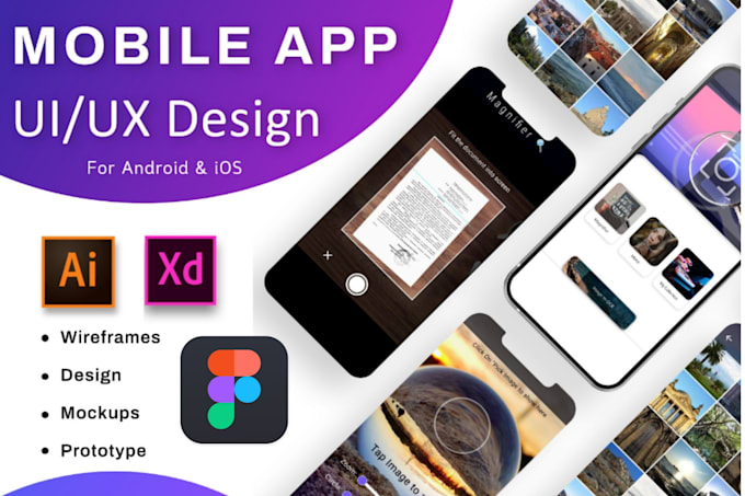 mobile app uiux design in figma or adobe xd with prototype