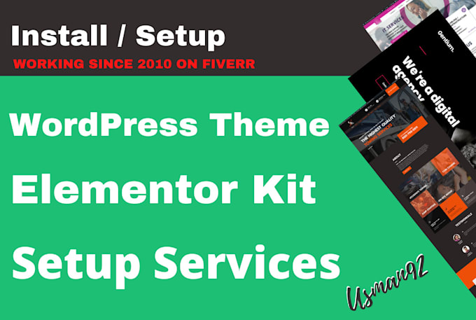 install and setup demo of any wordpress theme, elementor kit