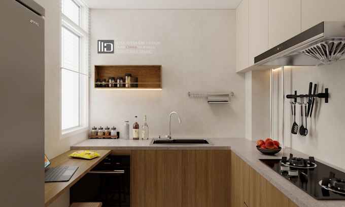 design kitchen in 3d with rendering