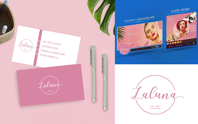 create a business card feminine and logo design