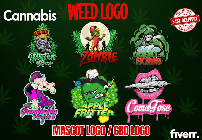 design cannabis, weed mascot or cartoon illustration logo