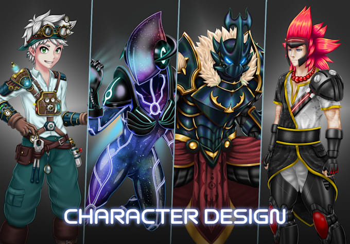 draw your character design in anime or semi realistic style