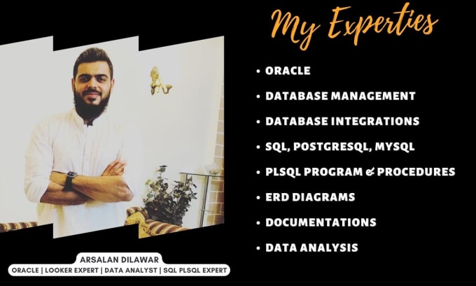 design database, erds, write sql, postgresql, and oracle plsql