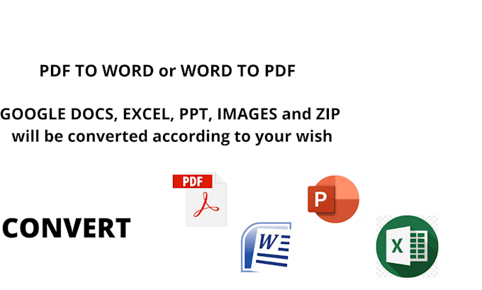 convert file to pdf, word, google doc, docs, excel, ppt, zip and etc