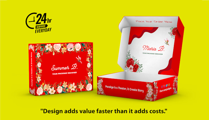 do packaging box design, mailer box, product box with mockup