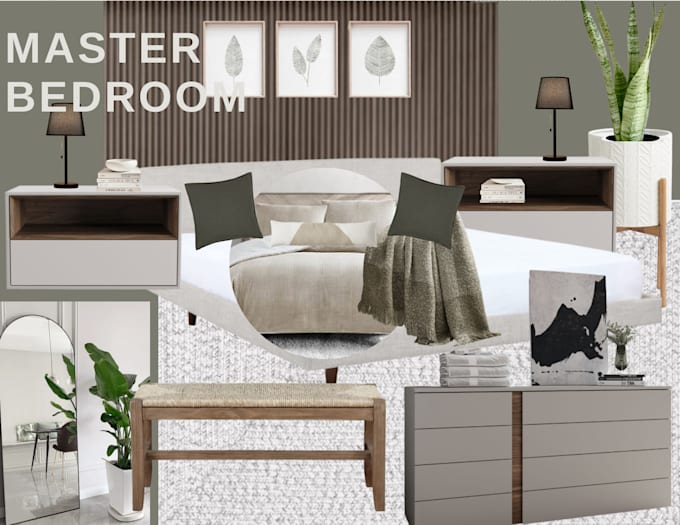 Create a 2d interior design floor plan, upscale design board, and ...