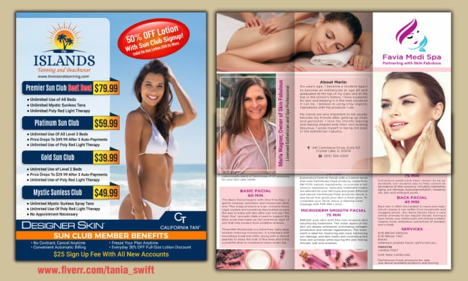 design spa menu, salon price list, pricing table, comparison chart, sell sheet