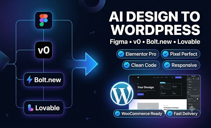 convert lovable, v0, or figma to wordpress using elementor