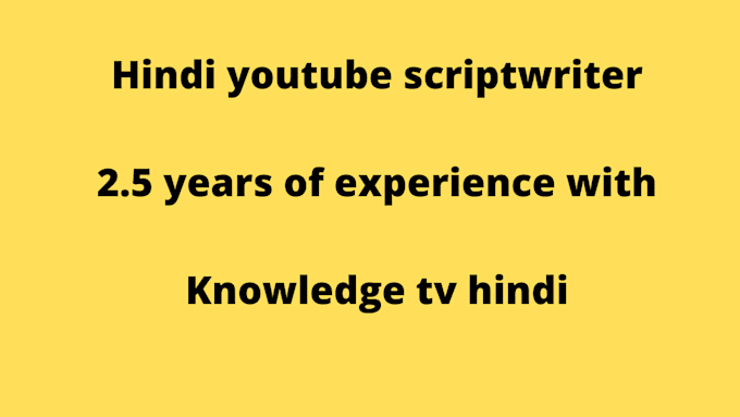 do hindi script for your youtube channel