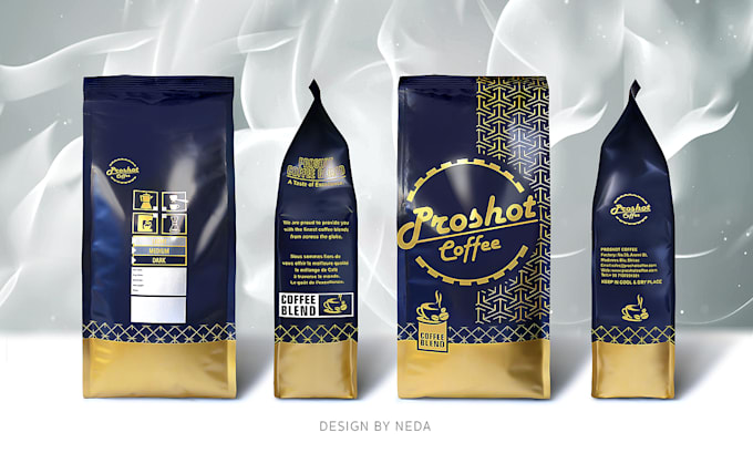 design premium coffee packaging, coffee bag and label design