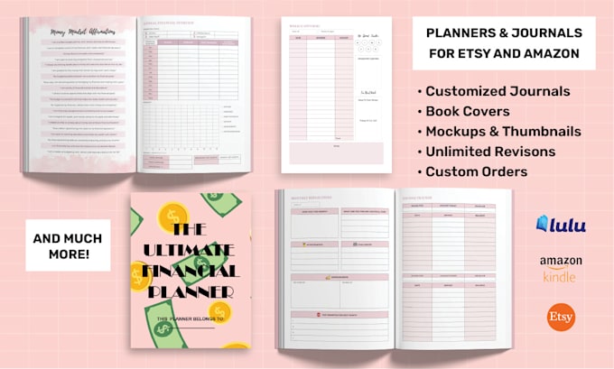 design high quality custom planners, journals, workbooks for etsy