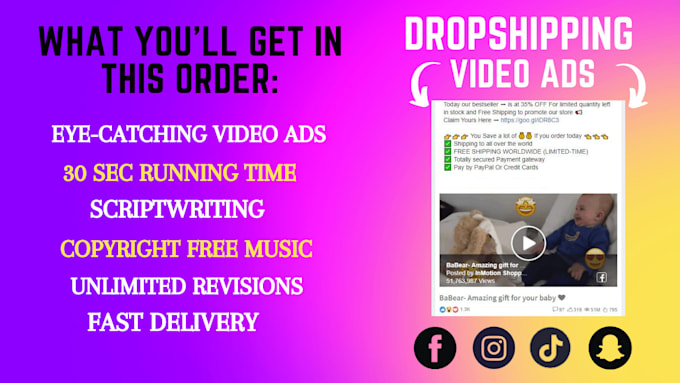 create shopify dropshipping facebook video ads
