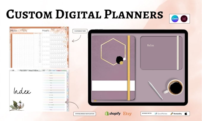 design a digital planner for etsy, ipad, goodnotes