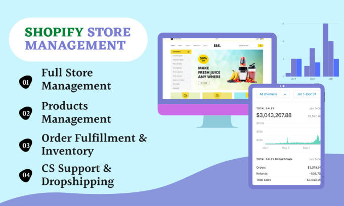 be your shopify store virtual assistant, store manager