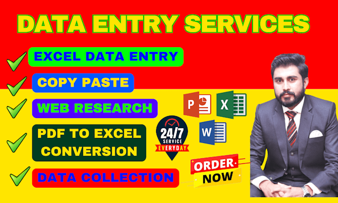 do excel data entry, copy paste, web research, and email list building