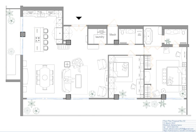 convert hand sketches into autocad furnished floor plans