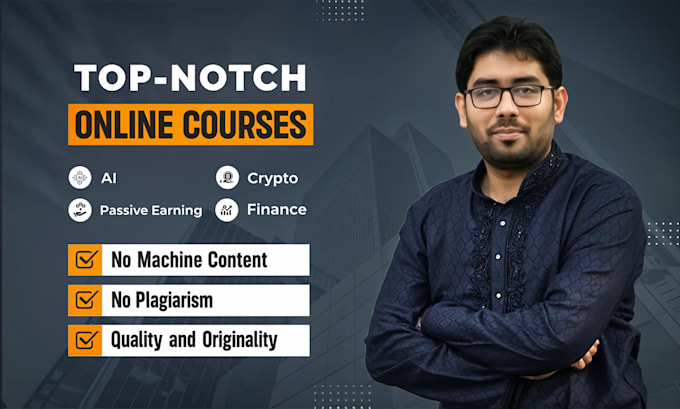 create online course content on ai, healthcare, cybersecurity, and crypto
