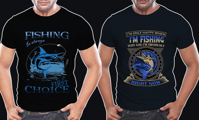 Do fishing, hunting and camping bulk t shirt design for you by
