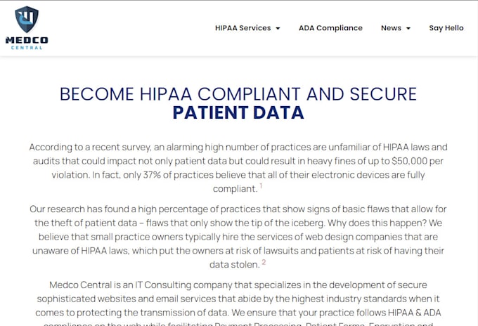 create a hipaa compliant and ada accessible website