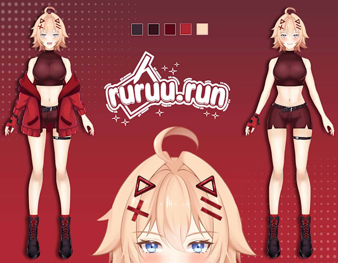 make anime live2d model character art for vtuber