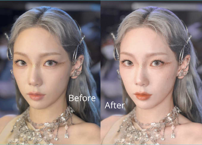 retouch, color correct and create korean natural makeup look
