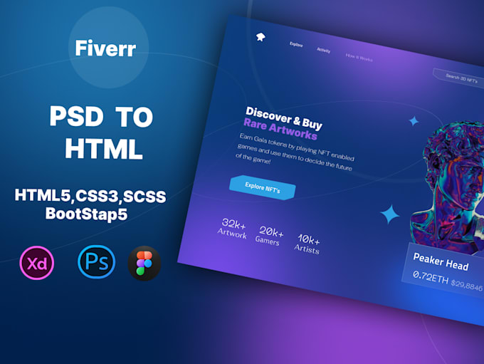 Convert psd to html, xd to html, figma to html, css bootstrap by Nabeel ...