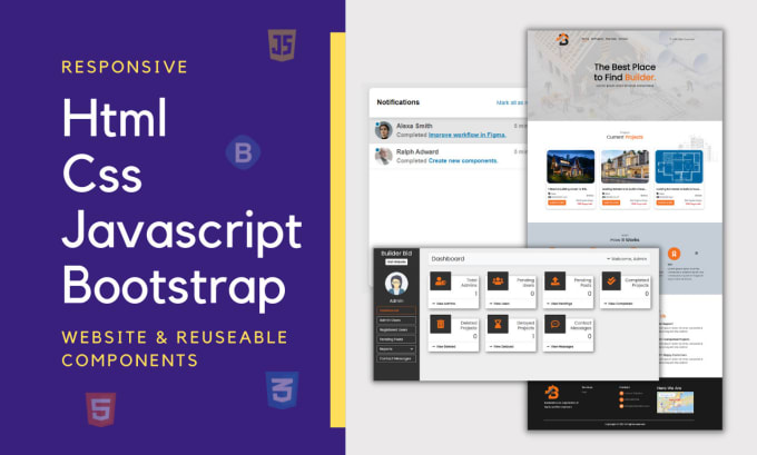 Design html css javascript bootstrap components and website by ...
