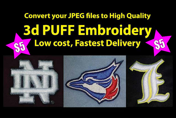 provide 3d puff embroidery digitizing in an hour