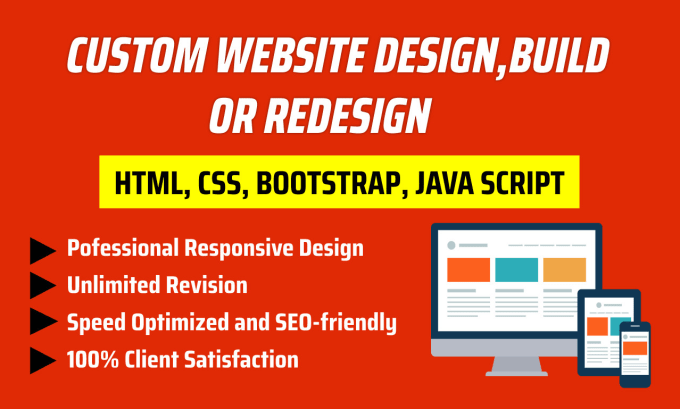 Create custom website with html template using html css js by ...
