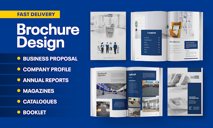 design brochure, company profile, magazine, catalog, booklet
