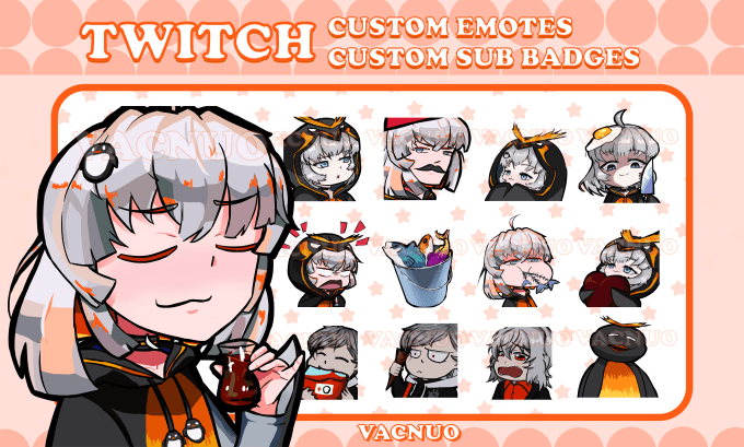 Create exclusive anime twitch emotes and sub badges by Moonstd  Fiverr