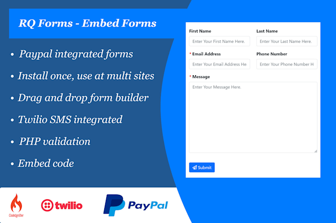 provide contact form builder web application with paypal