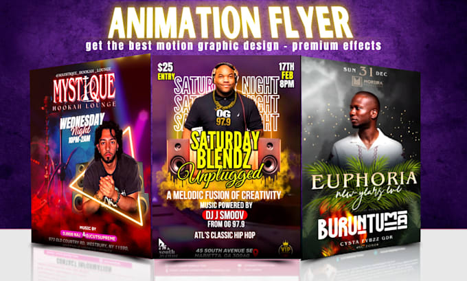 do animated motion event, party, dj club, birthday, night club poster flyer