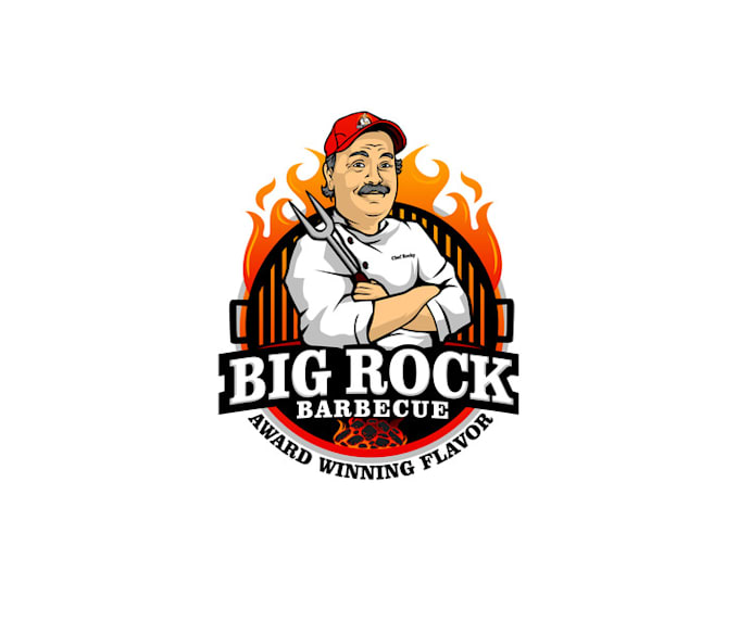 create a beautiful rock BBQ logo design