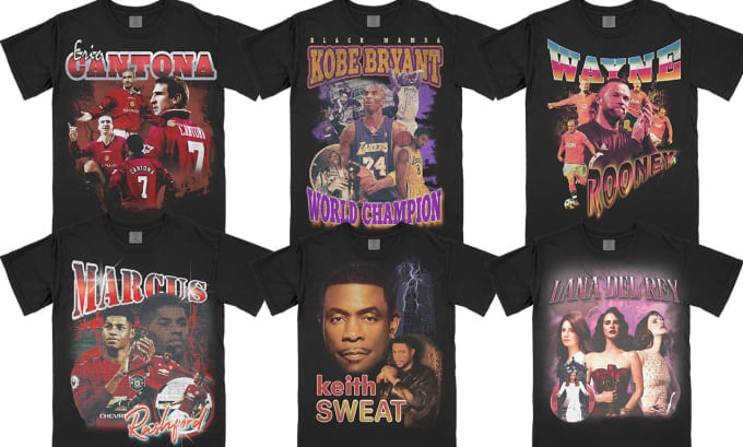 Design a crazy vintage rap style 90s bootleg t shirt