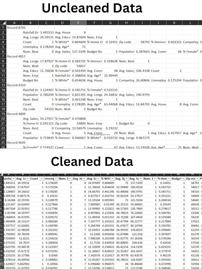 cleanse large sets of data in microsoft excel