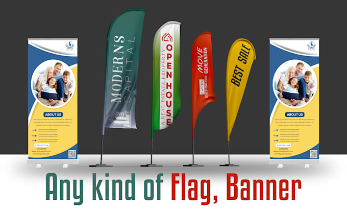 Design professional feather flag, tear drop, or roll up banner by