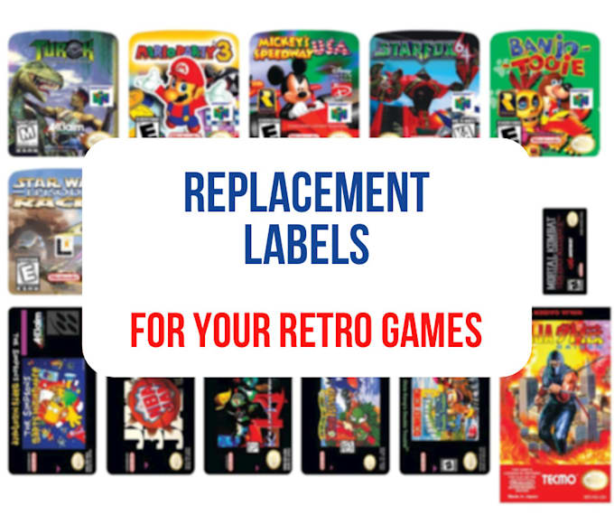 Create cartridge game replacement labels for retro game by Pamestrada