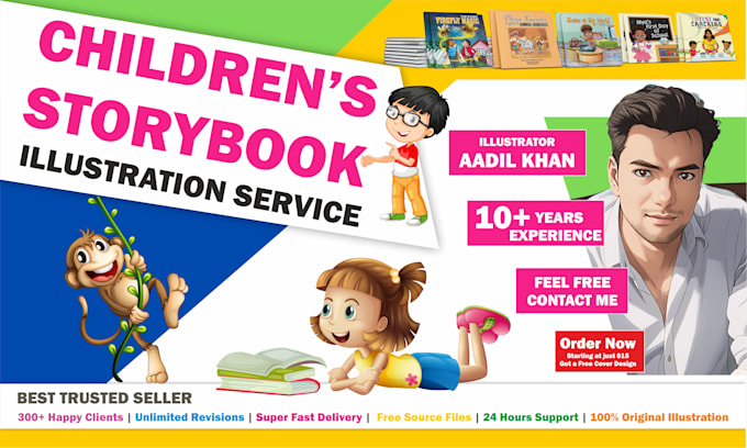 create beautiful 2d flat color children book illustrations