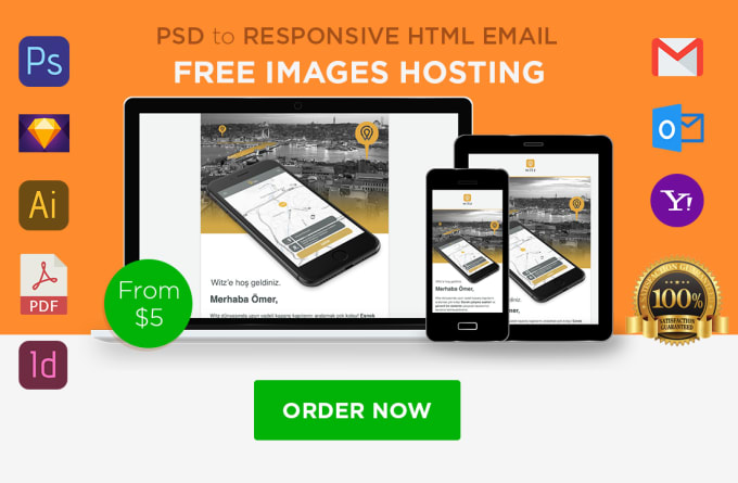 Convert your psd to a responsive html email template by Andresliu Fiverr