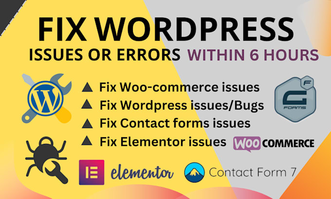 fix wordpress, contact forms, and woocommerce issues perfectly