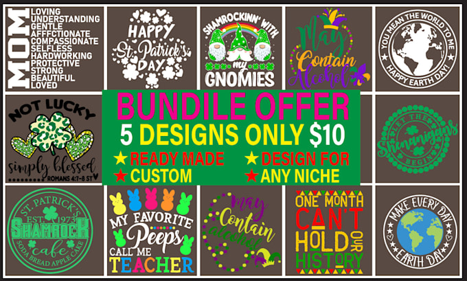 give you svg, png, pdf, dxf files t shirt designs bundle