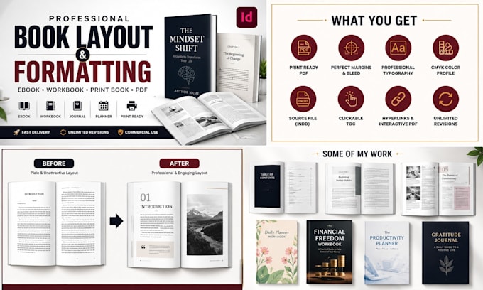 design professional book, ebook, workbook, and PDF layout in adobe indesign