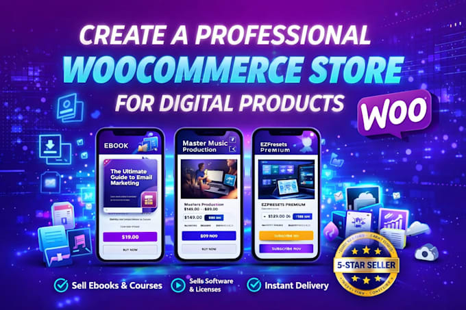 create a professional woocommerce store for digital products