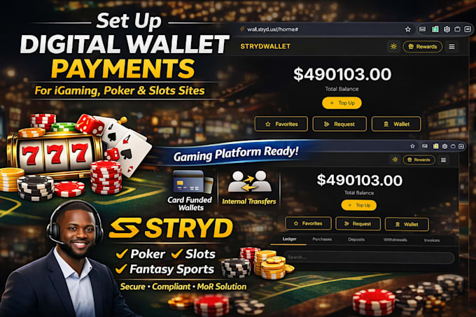 set up digital wallet payment for igaming, online gaming,slot website, poker