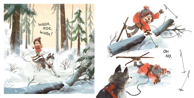 draw a cute no ai children story book illustrations