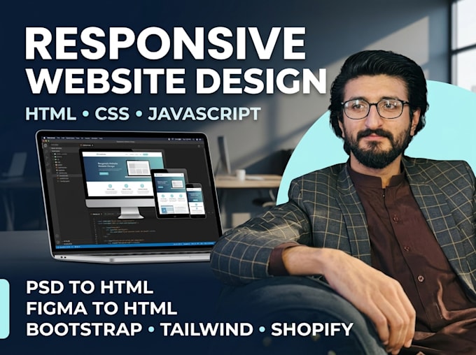 create responsive website design using html css and javascript
