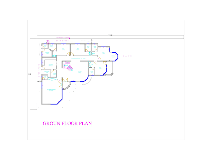 create 2d architectural floor plan using autocad drawings