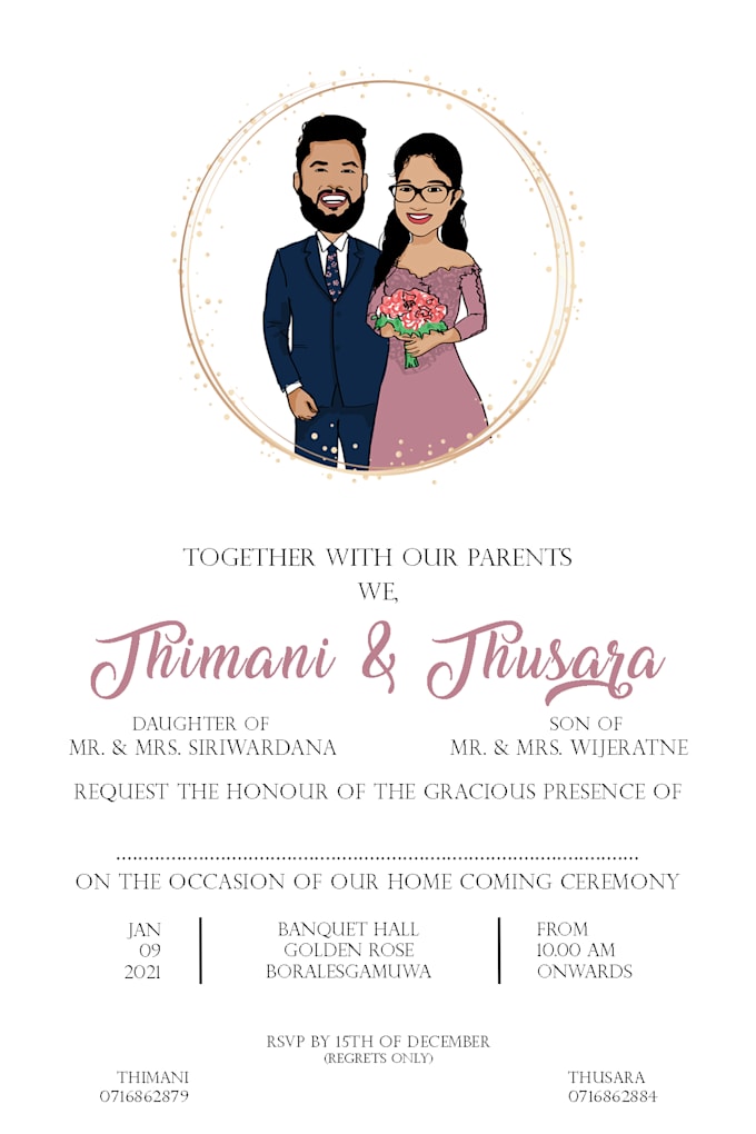 design unique wedding invitation card with your illustration